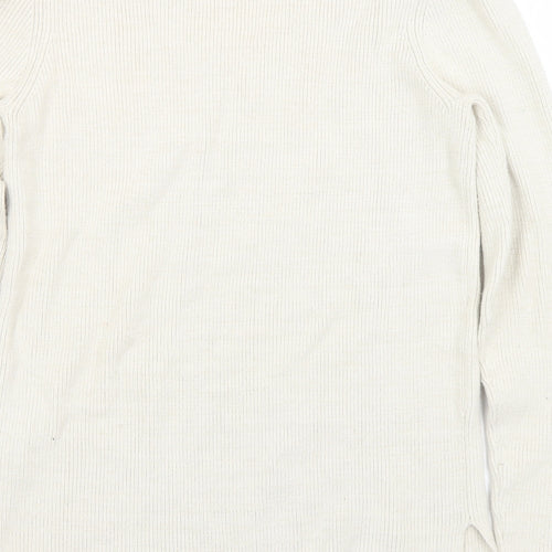 Gallery Womens Ivory V-Neck  Cotton Pullover Jumper Size S