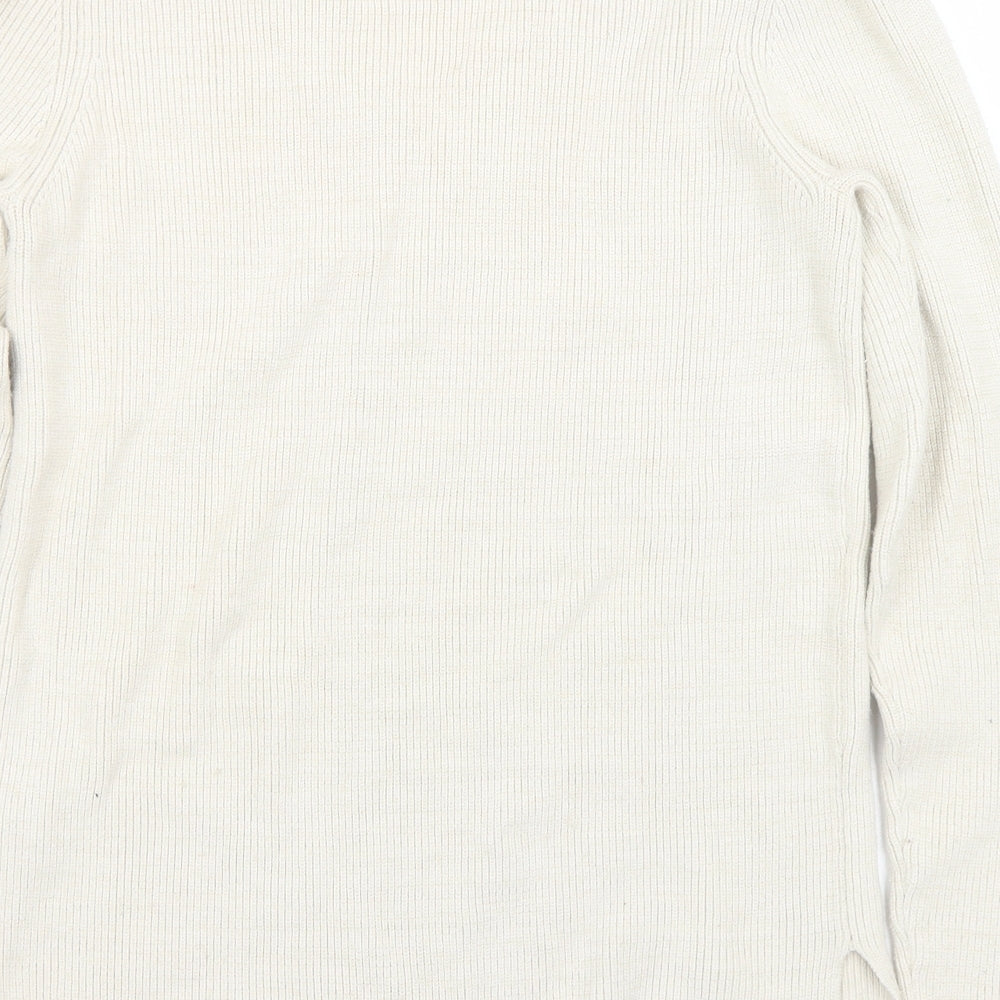 Gallery Womens Ivory V-Neck  Cotton Pullover Jumper Size S