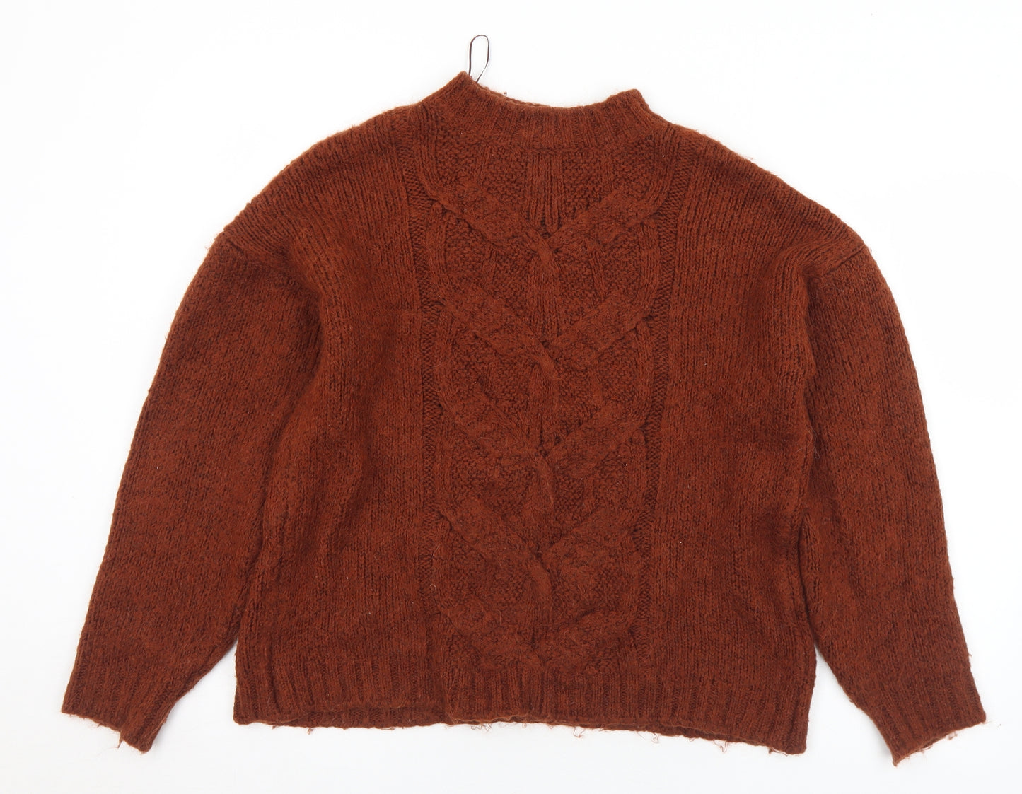Debenhams Womens Brown Mock Neck  Acrylic Pullover Jumper Size 12