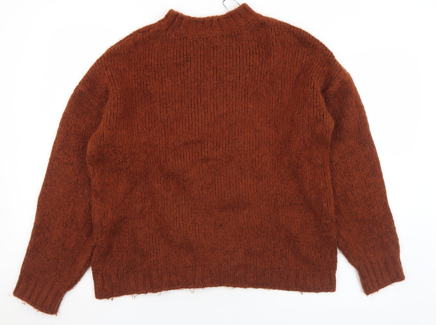 Debenhams Womens Brown Mock Neck  Acrylic Pullover Jumper Size 12