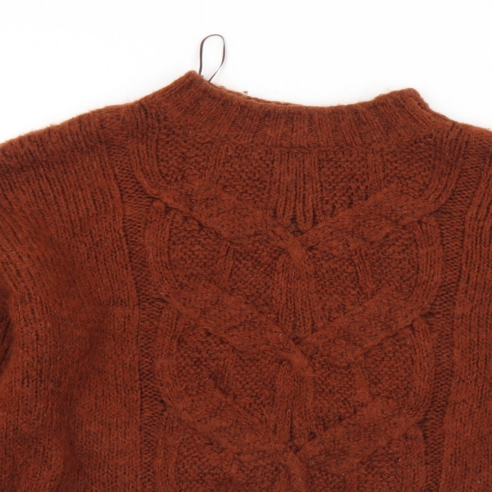 Debenhams Womens Brown Mock Neck  Acrylic Pullover Jumper Size 12