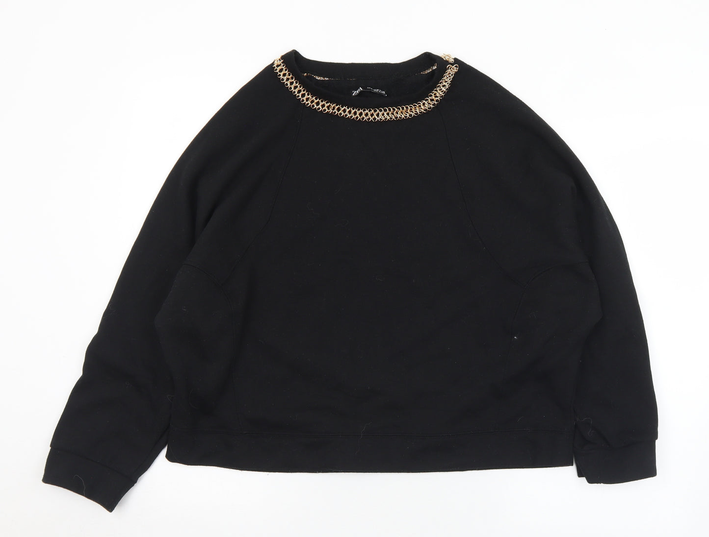 Zara Womens Black  Polyester Pullover Sweatshirt Size M