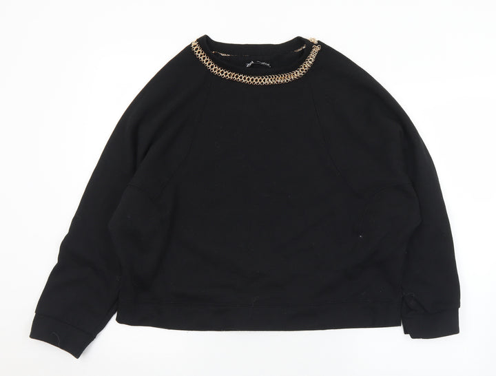 Zara Womens Black Polyester Pullover Sweatshirt Size M