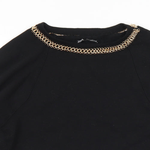 Zara Womens Black  Polyester Pullover Sweatshirt Size M