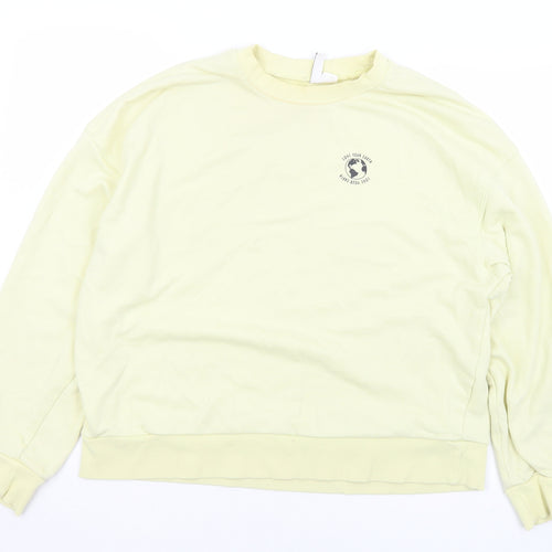 Divided Womens Yellow  Cotton Pullover Sweatshirt Size M