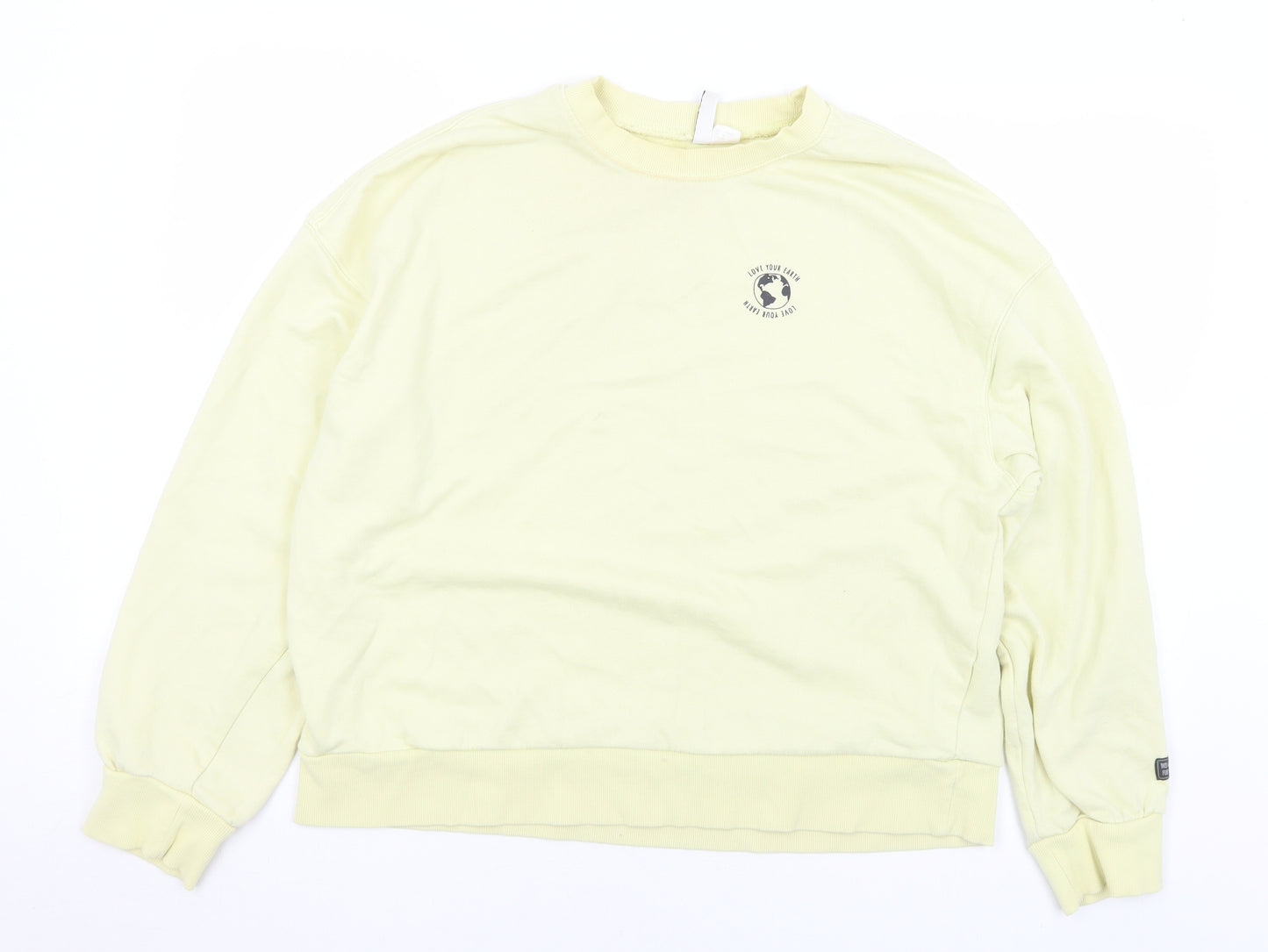 Divided Womens Yellow  Cotton Pullover Sweatshirt Size M