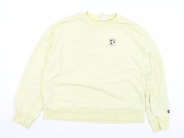 Divided Womens Yellow  Cotton Pullover Sweatshirt Size M