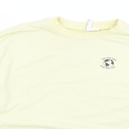 Divided Womens Yellow  Cotton Pullover Sweatshirt Size M