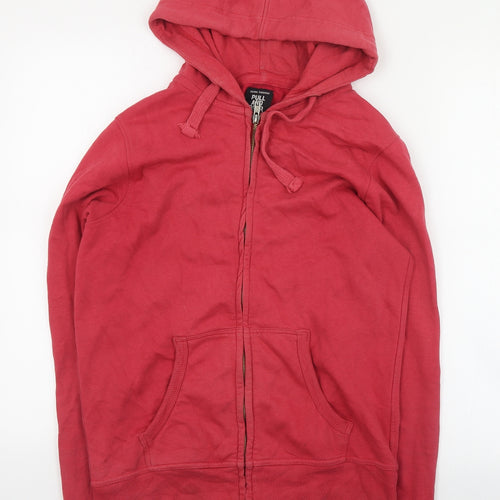 Pull and Bear Womens Red  Cotton Full Zip Hoodie Size S  Zip