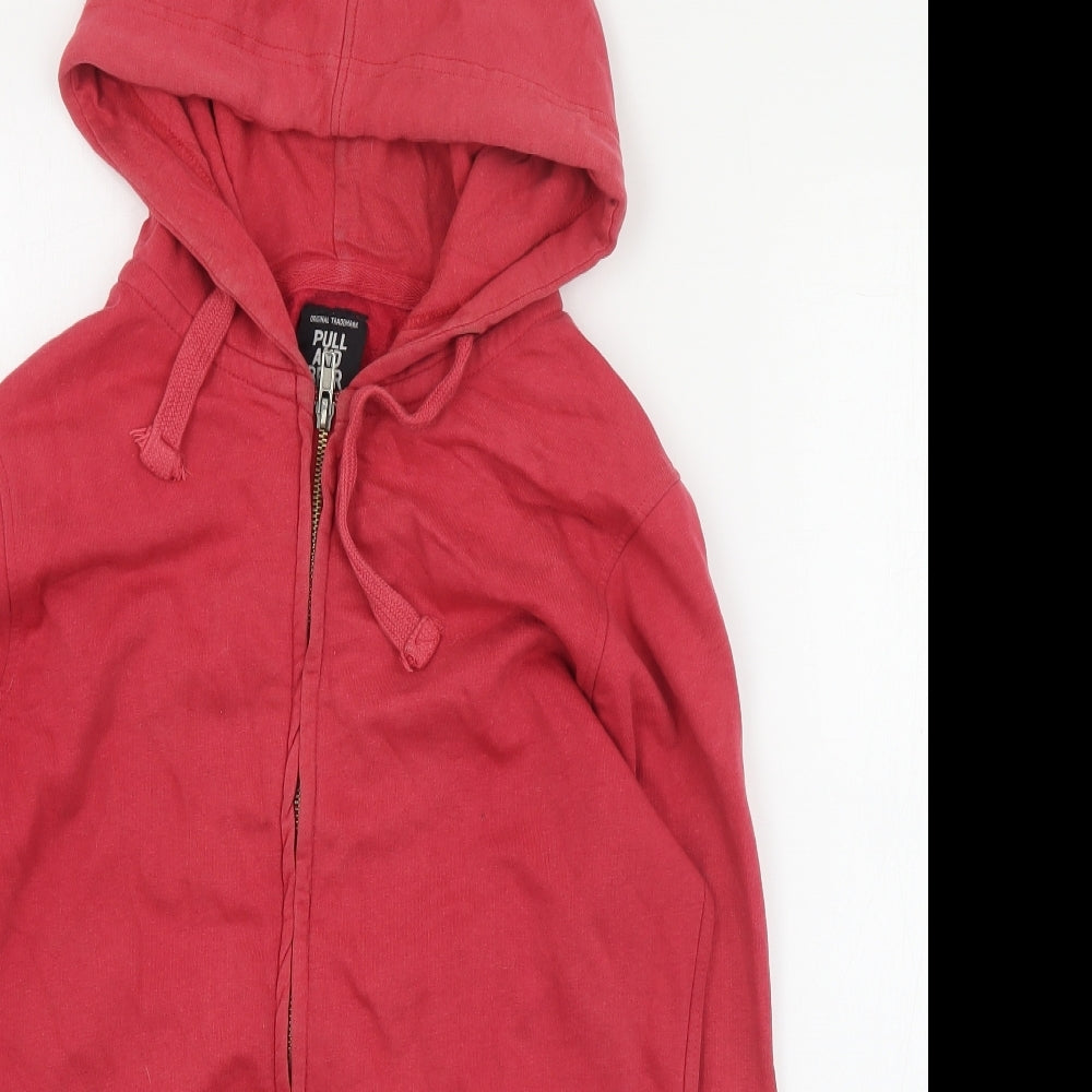 Pull and Bear Womens Red  Cotton Full Zip Hoodie Size S  Zip