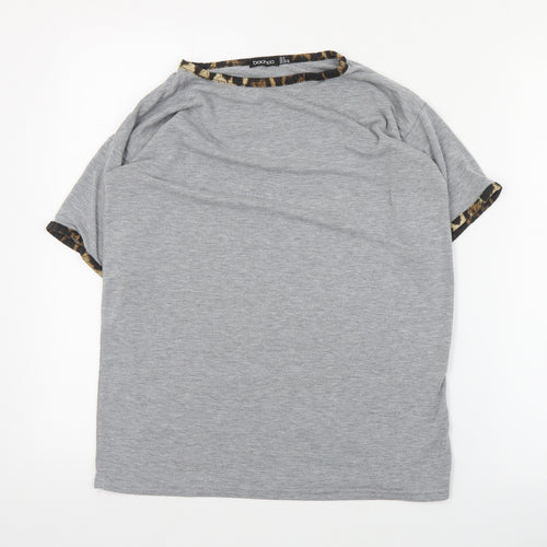 Boohoo Womens Grey  Polyester Basic T-Shirt Size 8 Round Neck