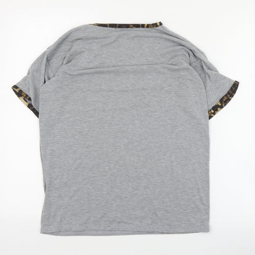 Boohoo Womens Grey  Polyester Basic T-Shirt Size 8 Round Neck