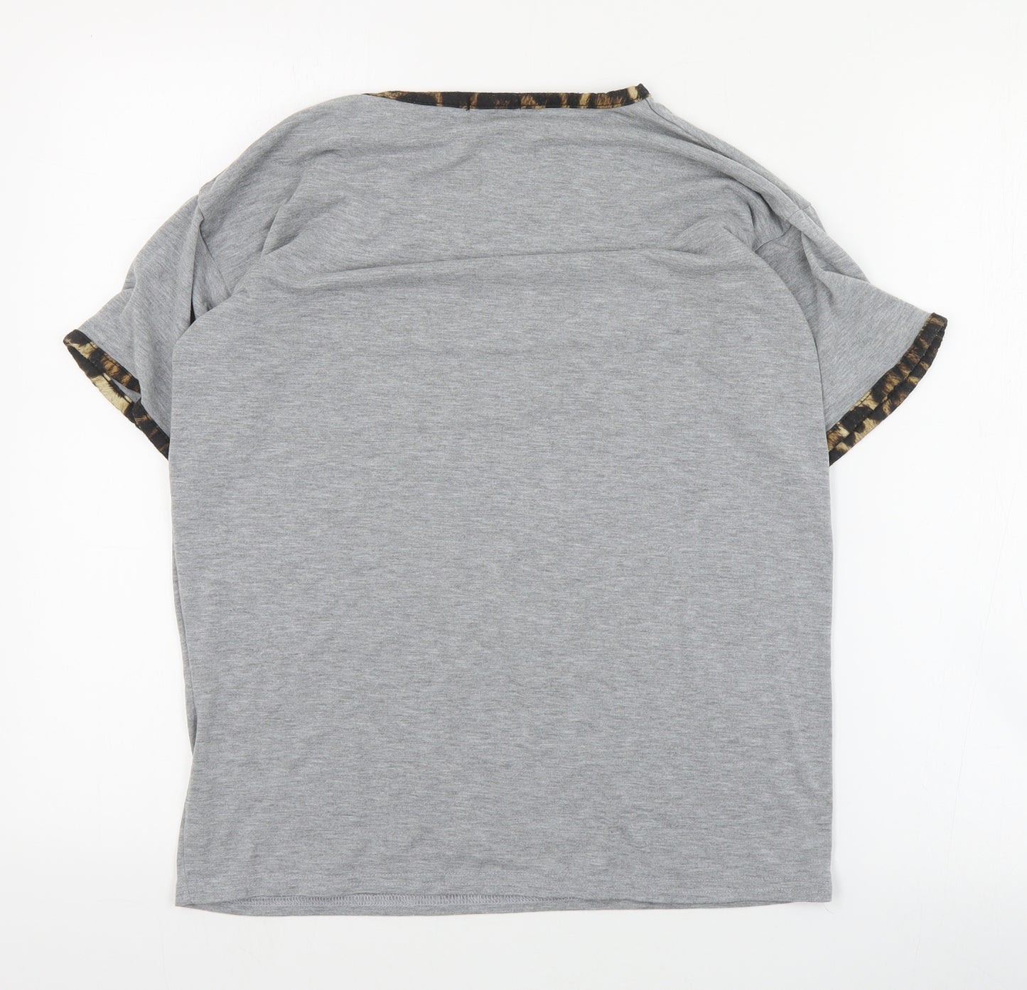 Boohoo Womens Grey  Polyester Basic T-Shirt Size 8 Round Neck
