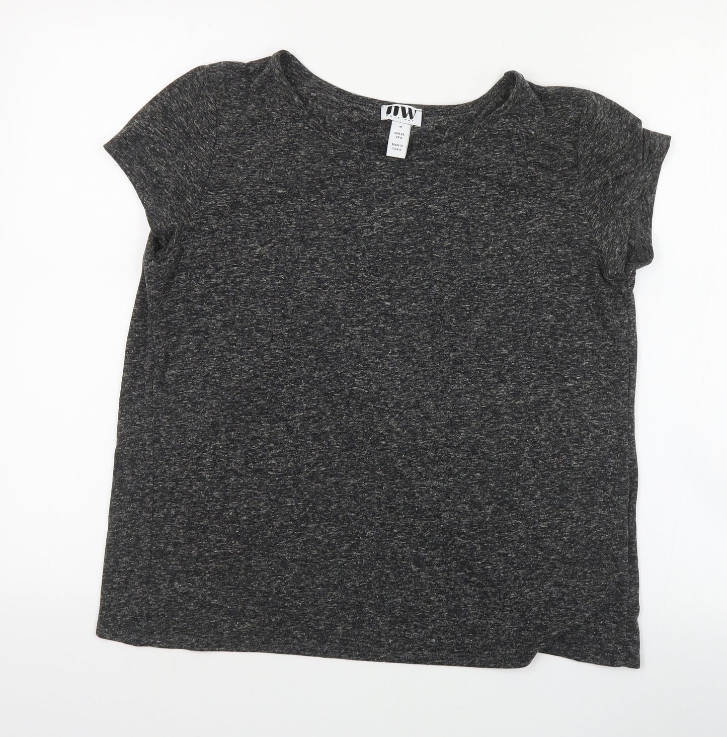 MW Womens Grey  Polyester Basic T-Shirt Size M Round Neck - Slit back