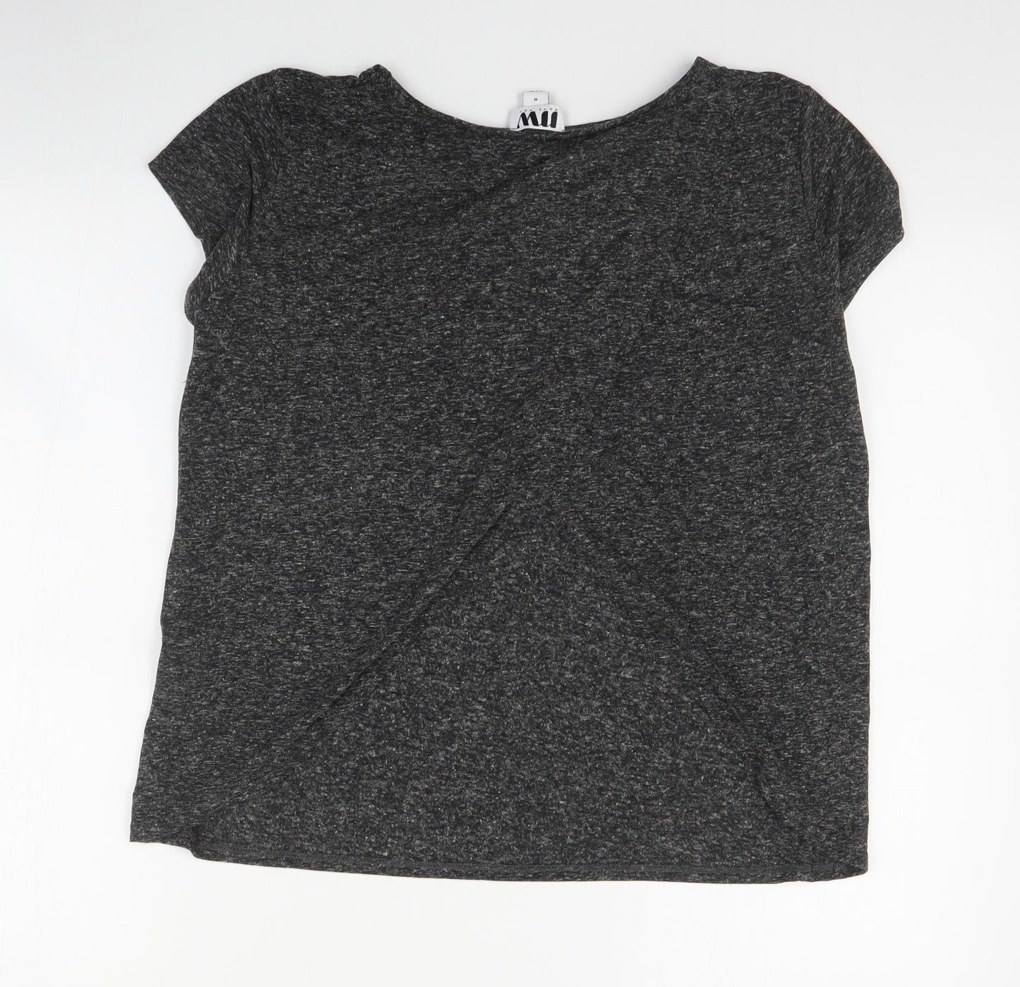 MW Womens Grey  Polyester Basic T-Shirt Size M Round Neck - Slit back
