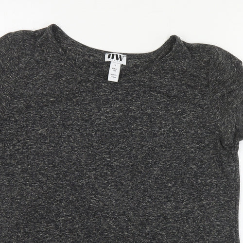 MW Womens Grey  Polyester Basic T-Shirt Size M Round Neck - Slit back