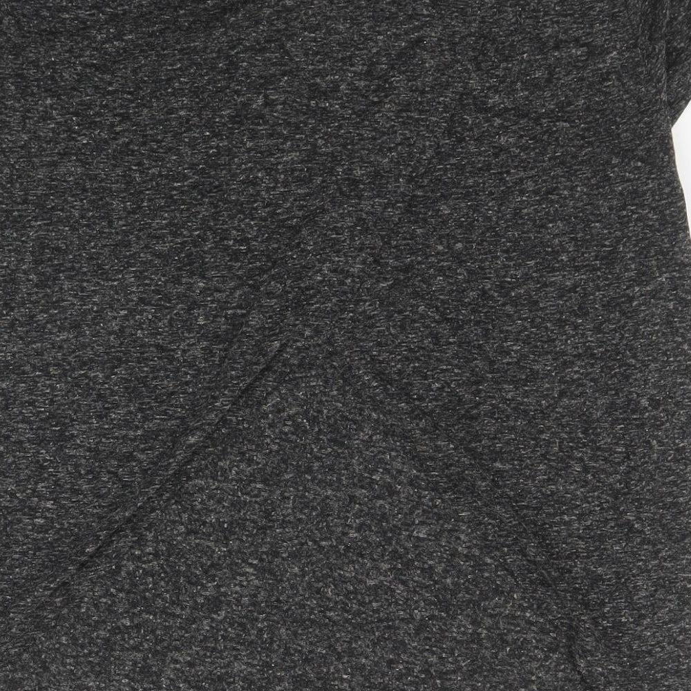 MW Womens Grey  Polyester Basic T-Shirt Size M Round Neck - Slit back