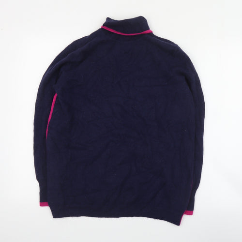 PURE Collection Womens Blue High Neck  100% Cashmere Pullover Jumper Size 14