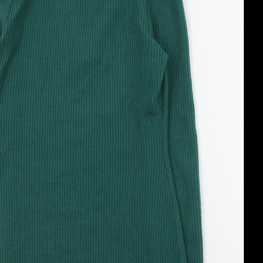 Dunnes Stores Womens Green V-Neck  Polyester Pullover Jumper Size XS