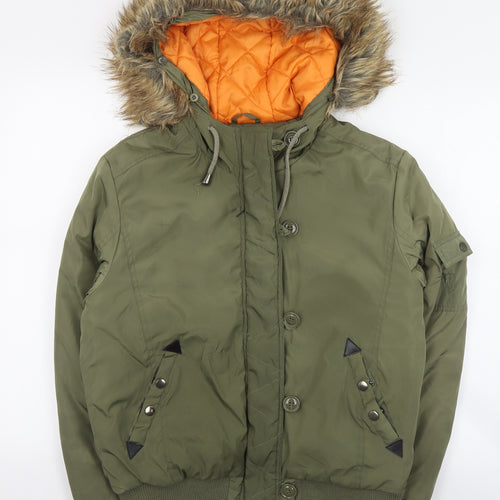 Parisian Womens Green   Parka Coat Size 12  Zip - Acrylic