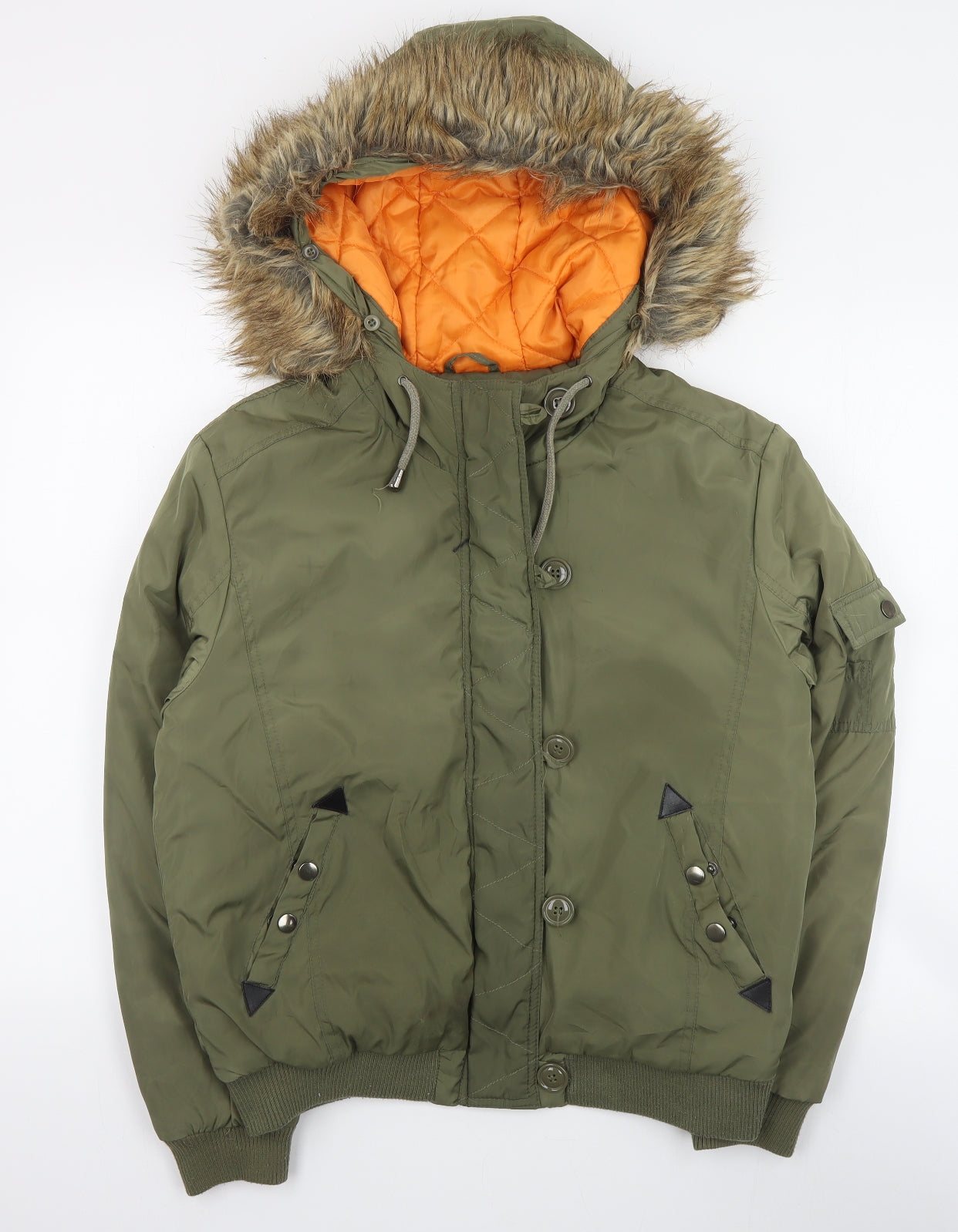 Parisian Womens Green   Parka Coat Size 12  Zip - Acrylic
