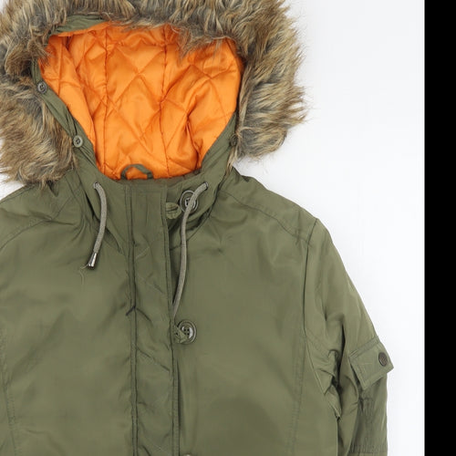 Parisian Womens Green   Parka Coat Size 12  Zip - Acrylic