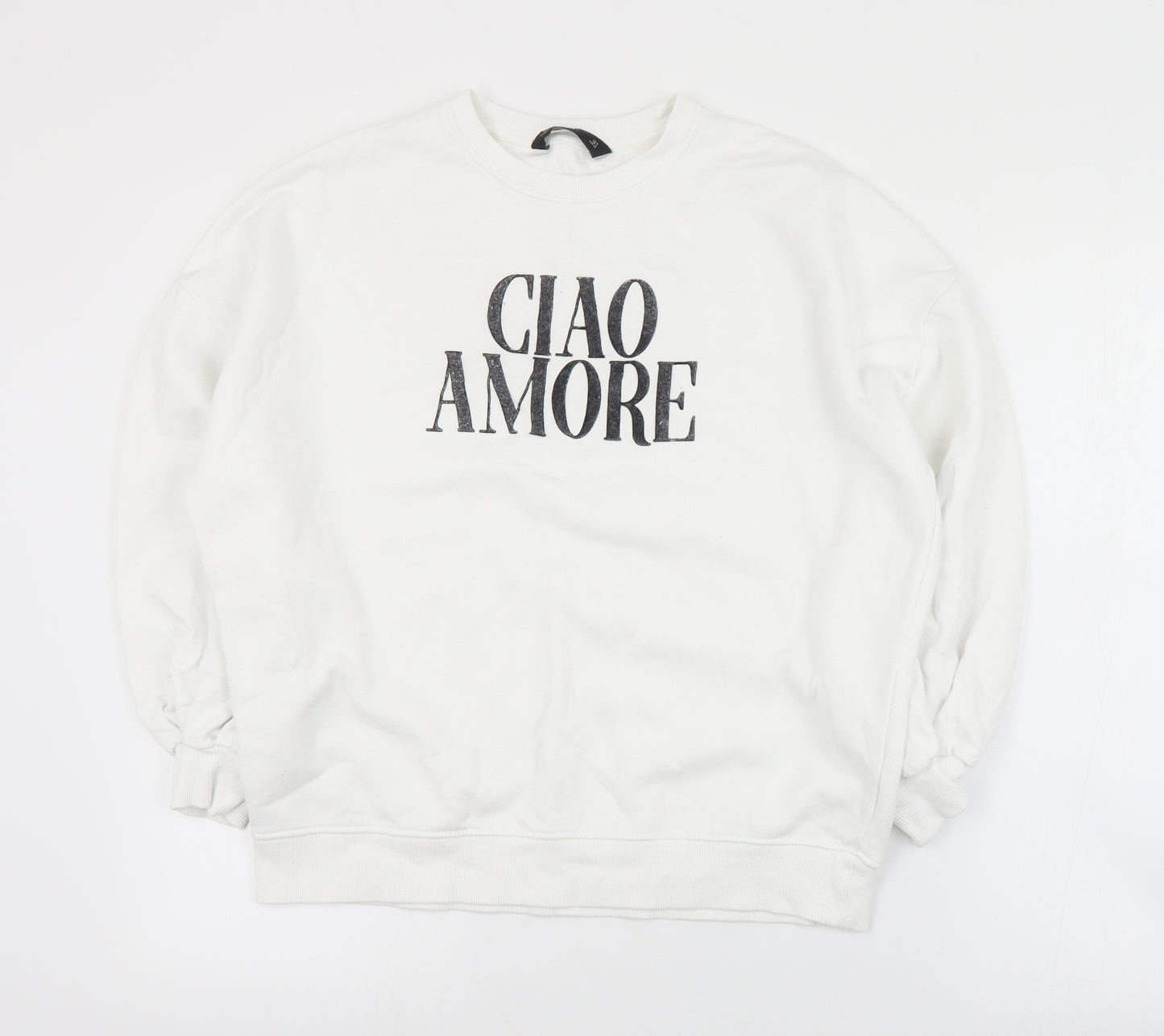 F&F Womens White  Cotton Pullover Sweatshirt Size 8  Pullover