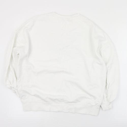 F&F Womens White  Cotton Pullover Sweatshirt Size 8  Pullover