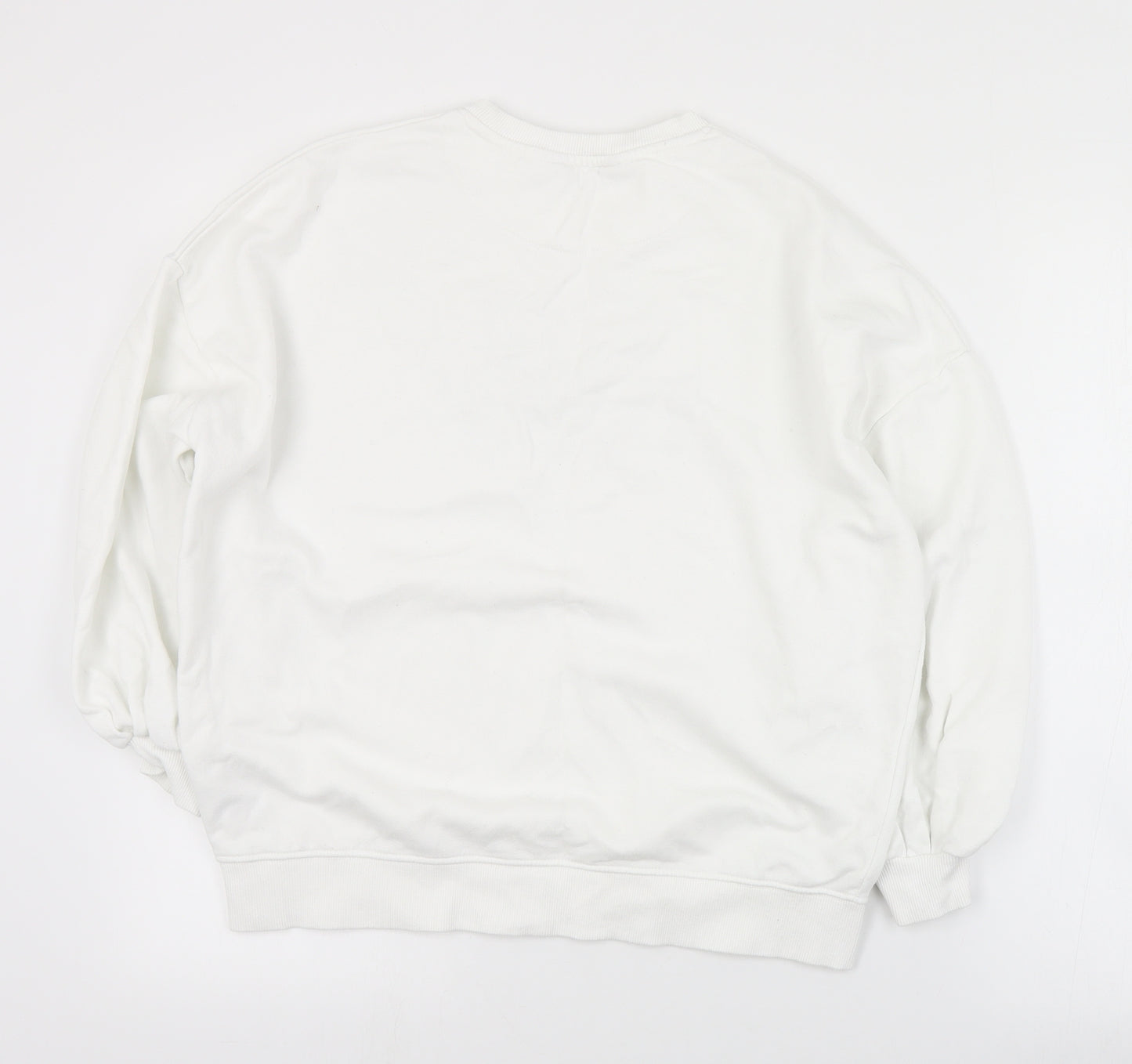 F&F Womens White  Cotton Pullover Sweatshirt Size 8  Pullover
