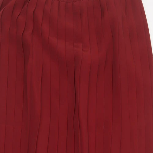 Andrew Gee Womens Red  Polyester Pleated Skirt Size 16
