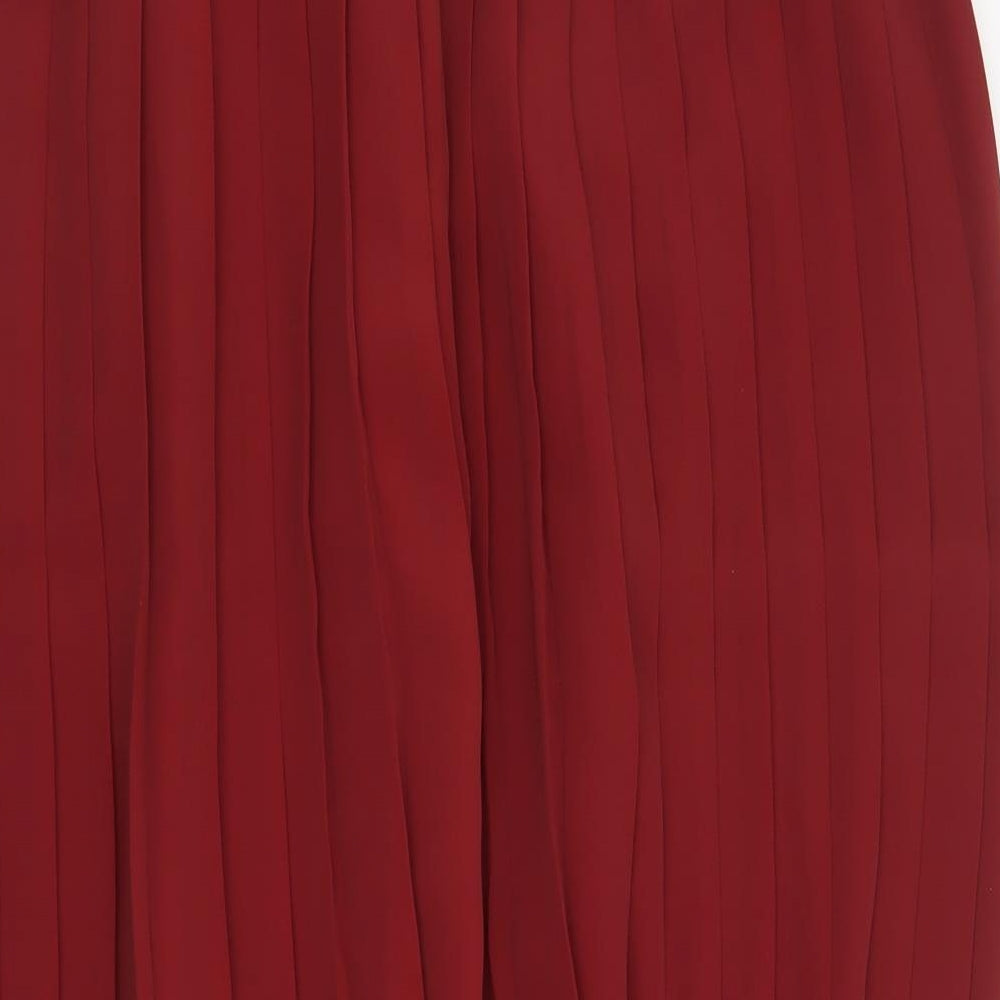 Andrew Gee Womens Red  Polyester Pleated Skirt Size 16