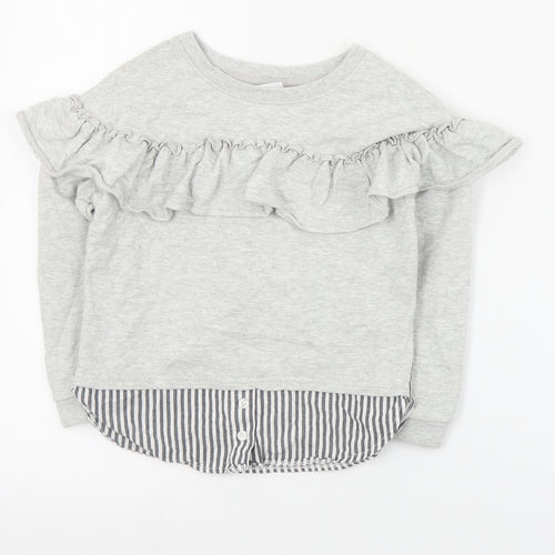 NEXT Girls Grey  Cotton Pullover Sweatshirt Size 5 Years  Pullover