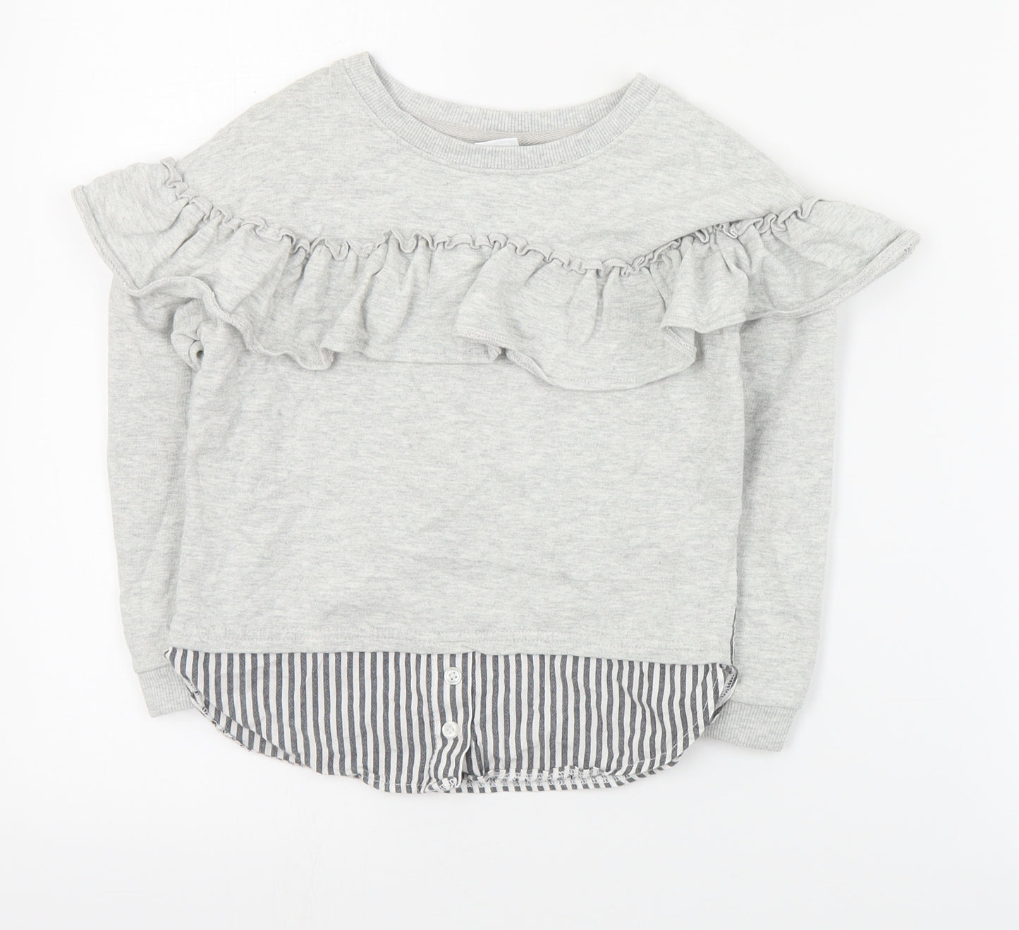 NEXT Girls Grey  Cotton Pullover Sweatshirt Size 5 Years  Pullover
