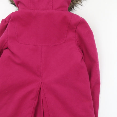 Marks and Spencer Girls Pink   Overcoat Coat Size 11-12 Years  Snap