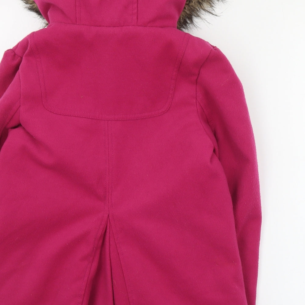 Marks and Spencer Girls Pink   Overcoat Coat Size 11-12 Years  Snap