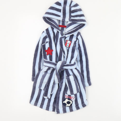 Matalan Baby Blue Striped Polyester Kimono Gown Size 9-12 Months  Tie - Football