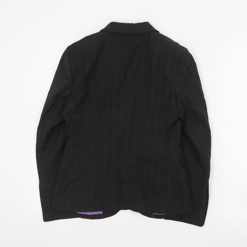 Brook Taverner Womens Black Striped Polyester Jacket Suit Jacket Size 6