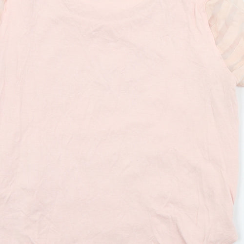F&F Womens Pink Striped Polyester Basic Blouse Size 6 Round Neck