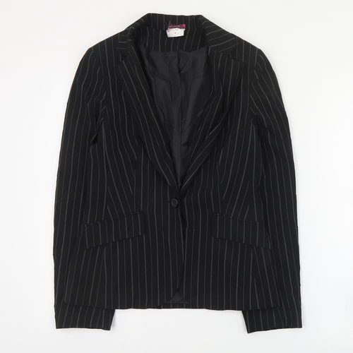 Pilot Womens Black Striped Polyester Jacket Suit Jacket Size 12
