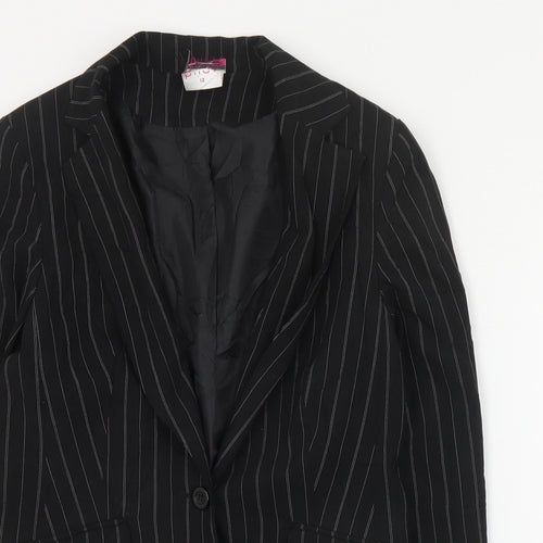 Pilot Womens Black Striped Polyester Jacket Suit Jacket Size 12