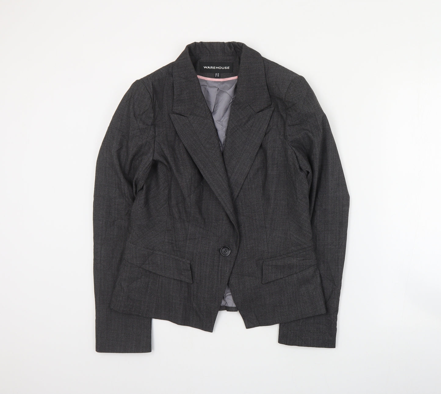 Warehouse Womens Grey  Polyester Jacket Suit Jacket Size 14