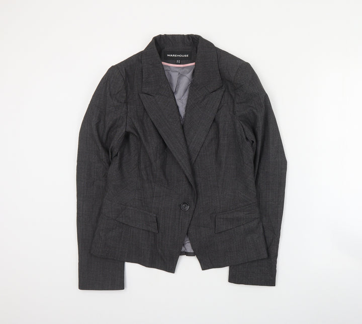 Warehouse Womens Grey Polyester Jacket Suit Jacket Size 14