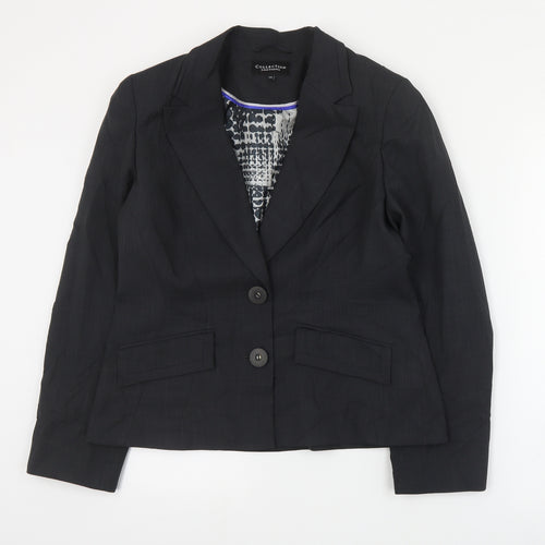 Collection Womens Grey Spotted Polyester Jacket Suit Jacket Size 14