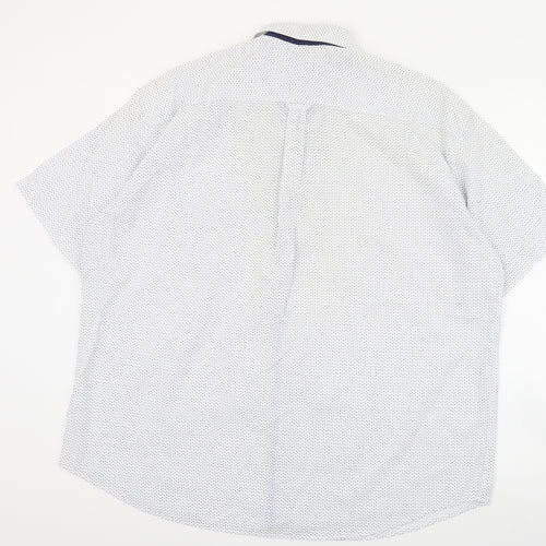 S&C Mens White Geometric Polyester  Button-Up Size L Collared Button