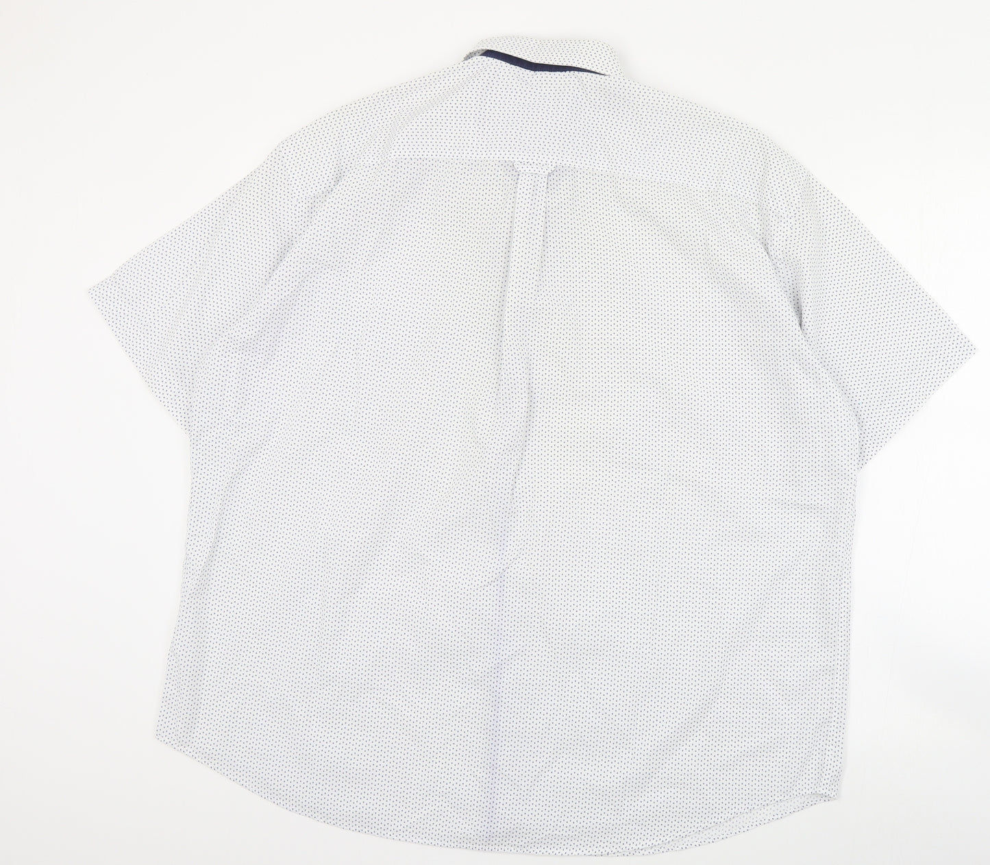 S&C Mens White Geometric Polyester  Button-Up Size L Collared Button