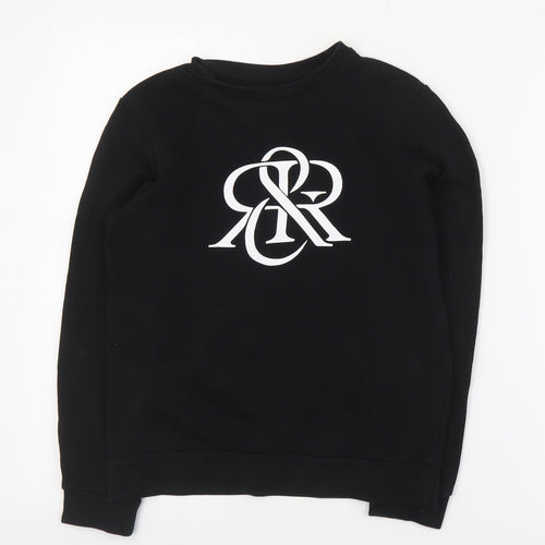 River Island Boys Black  Cotton Pullover Sweatshirt Size 9-10 Years  Pullover
