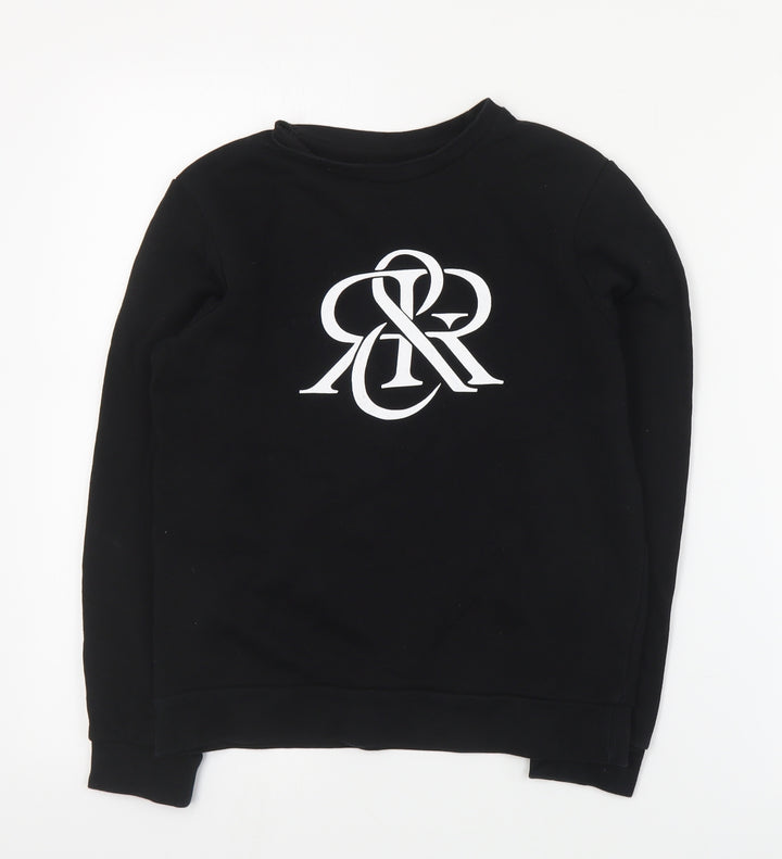 River Island Boys Black  Cotton Pullover Sweatshirt Size 9-10 Years  Pullover