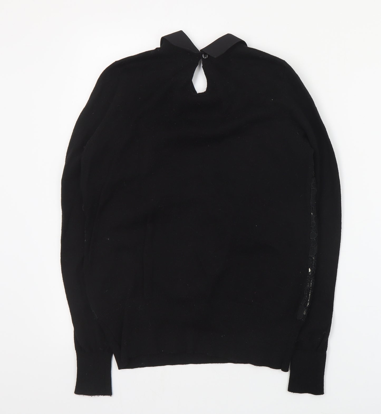 Oasis Womens Black Collared  Cotton Pullover Jumper Size XS