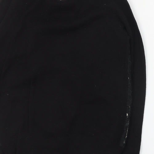 Oasis Womens Black Collared  Cotton Pullover Jumper Size XS