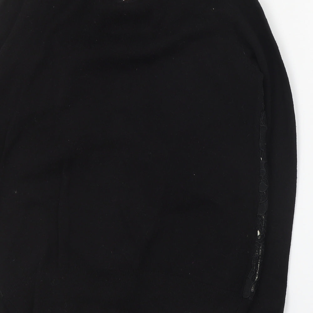 Oasis Womens Black Collared  Cotton Pullover Jumper Size XS